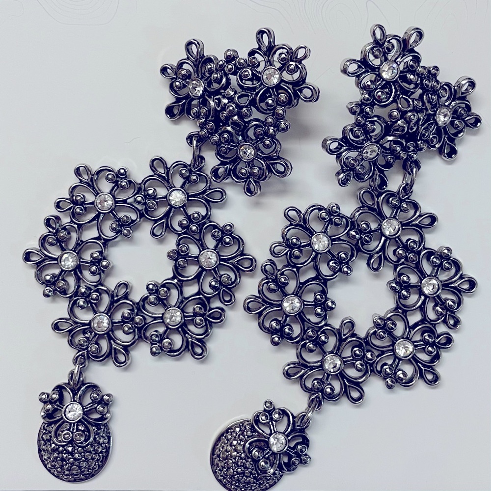 Vintage Barrera Oversized Vintage Chandelier Earrings Rare Pierced Costume